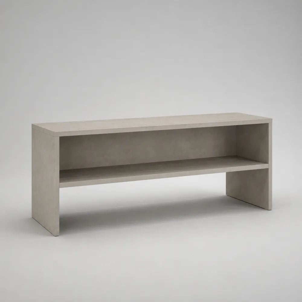Mobile TV basso rettangolare in pannello truciolare melaminico grigio cemento, 120 x 40 x 50 cm, con vano aperto