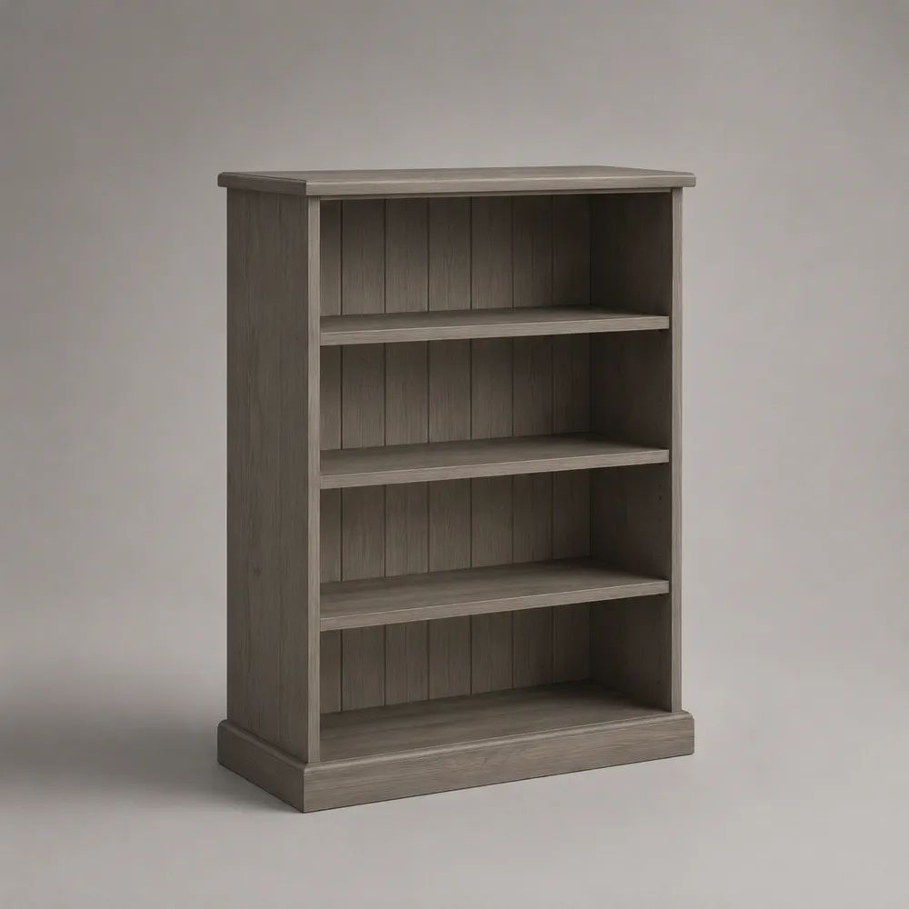 Libreria rettangolare in legno a 4 livelli, grigio tortora, 80 × 30 × 120 cm