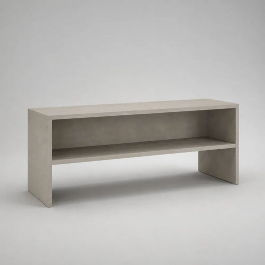 Mobile TV basso rettangolare in pannello truciolare melaminico grigio cemento, 120 x 40 x 50 cm, con vano aperto