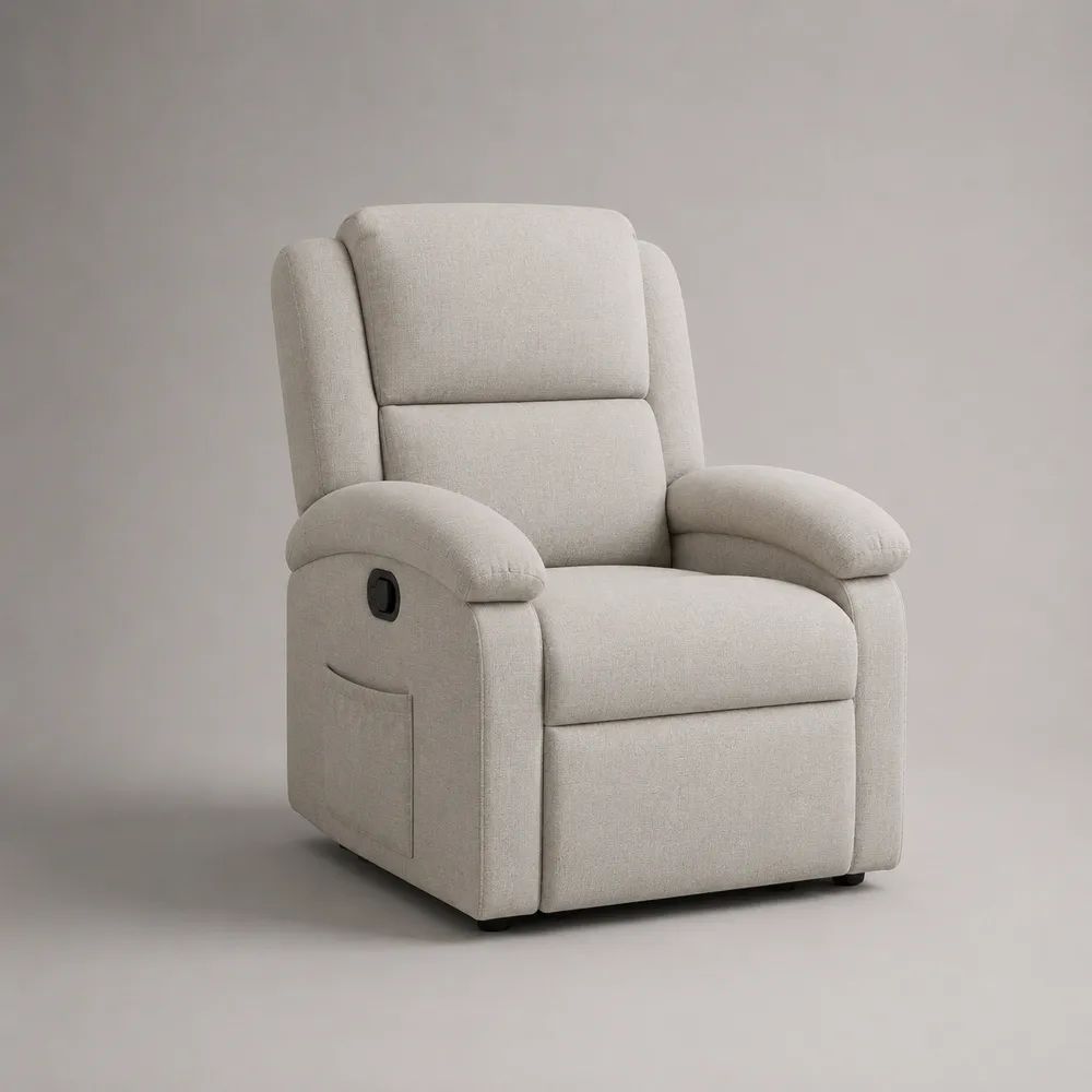 Poltrona reclinabile manuale in tessuto beige chiaro 92 × 94 × 105 cm